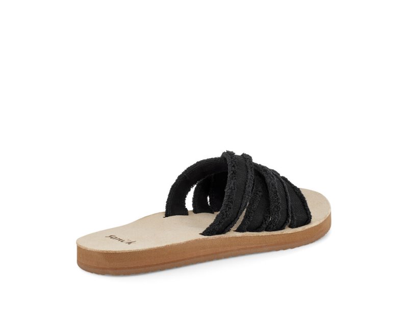 Women's Sanuk Fraidy Slide Sandals Black | 1987-QWTCS