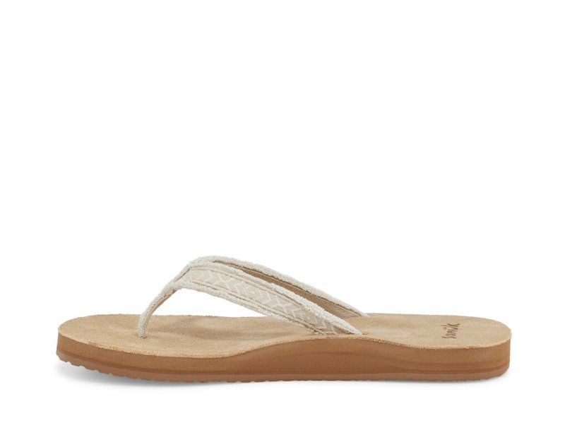 Women's Sanuk Fraidy Tribal Hemp Sandals Beige | 1597-QFKSO