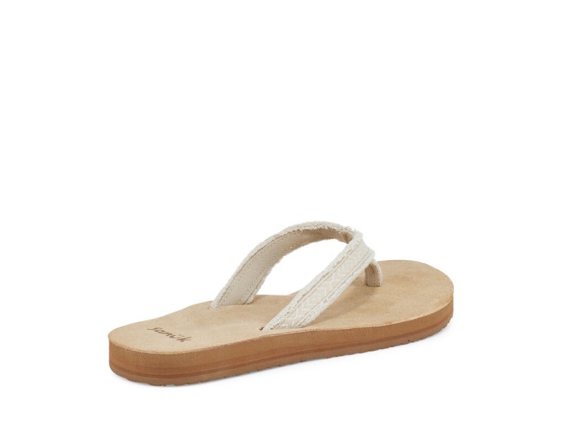 Women's Sanuk Fraidy Tribal Hemp Sandals Beige | 1597-QFKSO