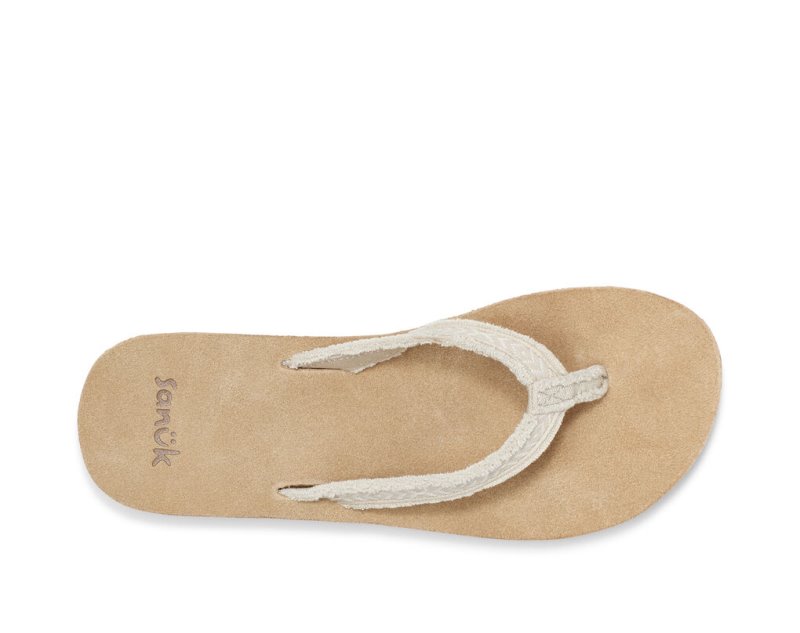 Women's Sanuk Fraidy Tribal Hemp Sandals Beige | 1597-QFKSO