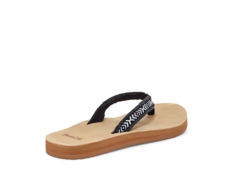 Women's Sanuk Fraidy Tribal Hemp Sandals Black / White | 6231-PASCN