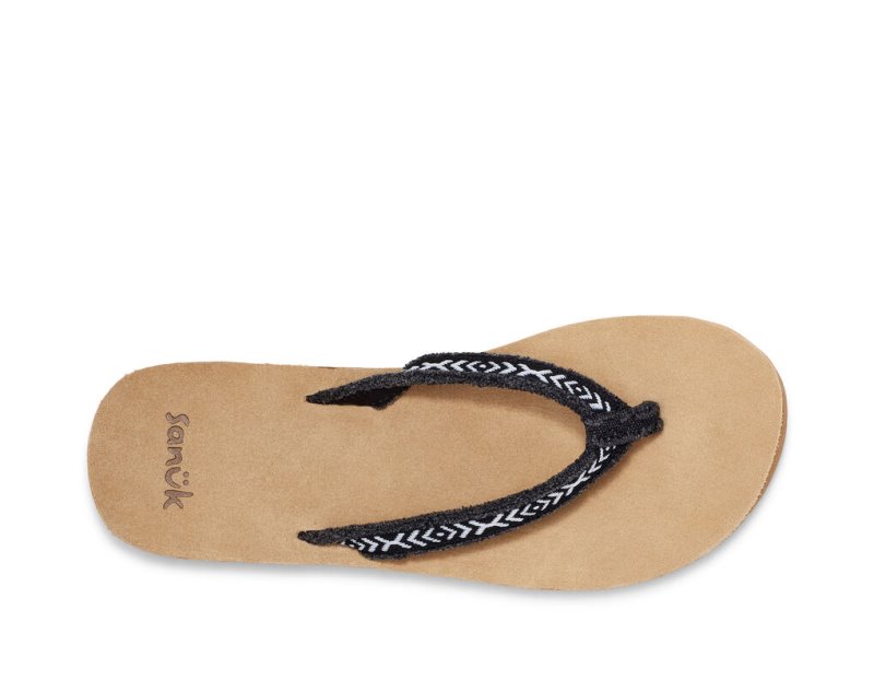 Women's Sanuk Fraidy Tribal Hemp Sandals Black / White | 6231-PASCN