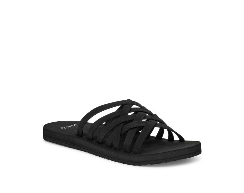 Women's Sanuk Rio Slide Flip Flops Black | 6317-SIRDO