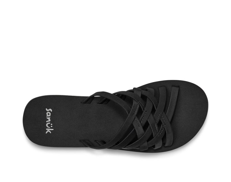 Women's Sanuk Rio Slide Flip Flops Black | 6317-SIRDO