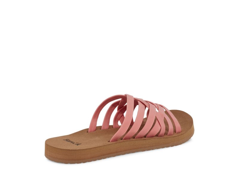 Women's Sanuk Rio Slide Flip Flops Pink / Brown | 0581-IVUQK