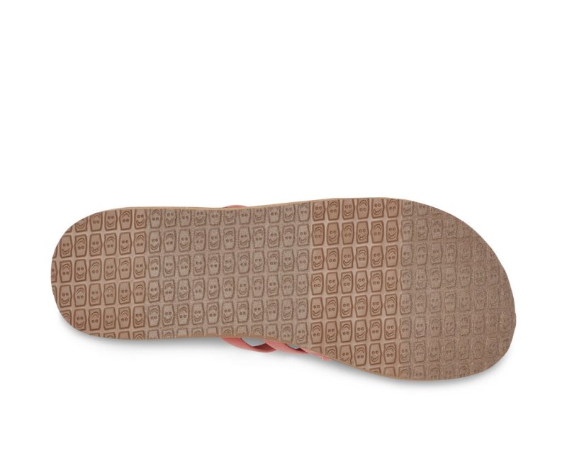 Women's Sanuk Rio Slide Flip Flops Pink / Brown | 0581-IVUQK