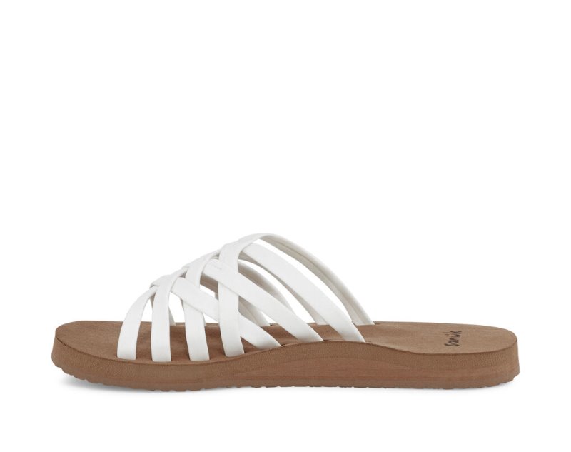 Women's Sanuk Rio Slide Flip Flops White / Brown | 5938-BRQIO