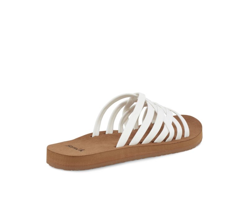 Women's Sanuk Rio Slide Flip Flops White / Brown | 5938-BRQIO