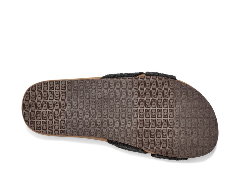 Women's Sanuk She Cruzy Jute Vegan Slide Flip Flops Black | 3785-EMWPL