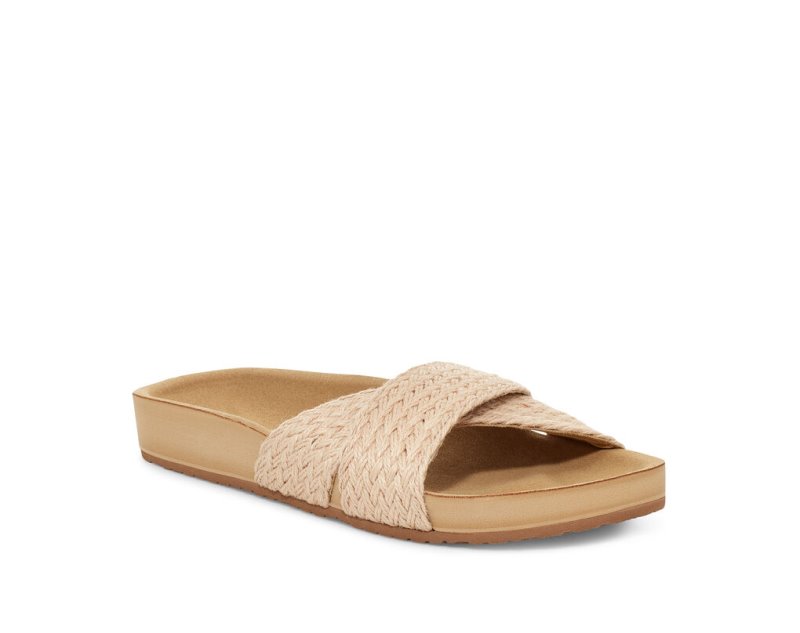 Women's Sanuk She Cruzy Jute Vegan Slide Flip Flops Beige | 4215-HDPWE