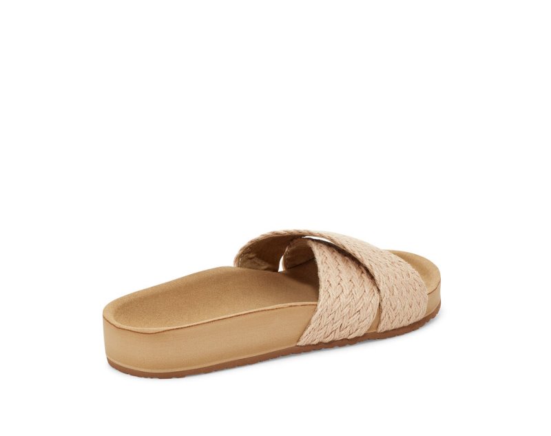 Women's Sanuk She Cruzy Jute Vegan Slide Flip Flops Beige | 4215-HDPWE