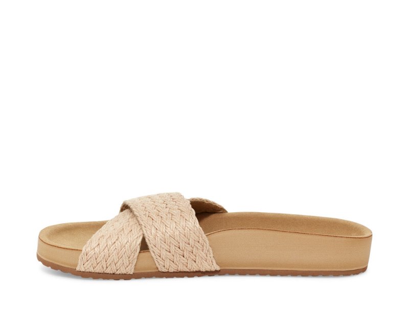 Women's Sanuk She Cruzy Jute Vegan Slide Sandals Beige | 8974-BKXED