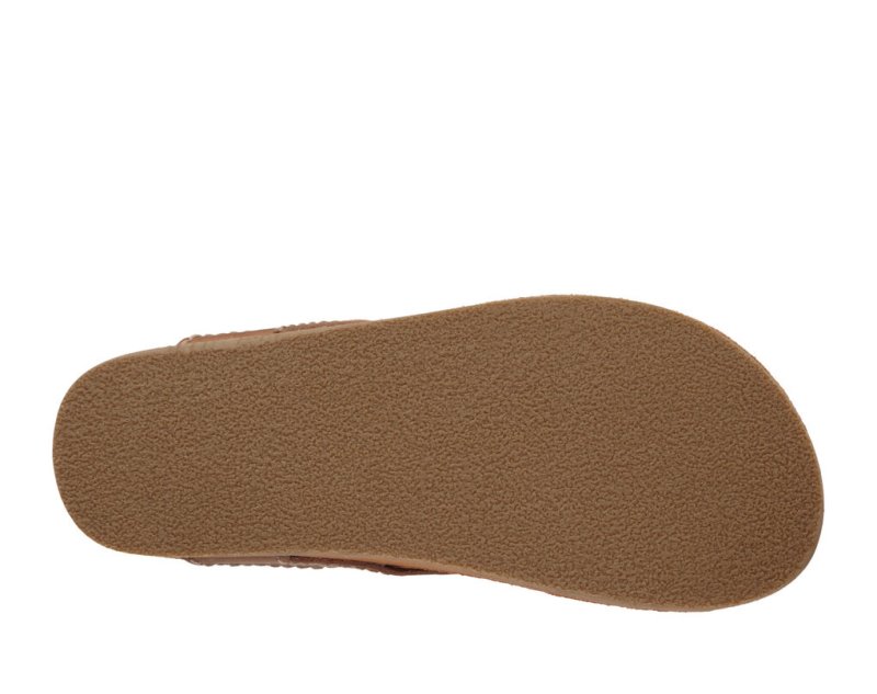 Women's Sanuk She Loungy Leather Flip Flops Brown | 0485-PUEIG