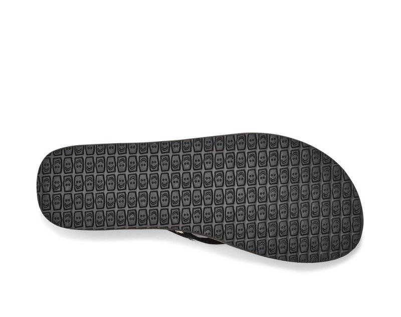 Women's Sanuk Yoga Joy Bling Rhinestone Flip Flops Black | 9358-KRPXM