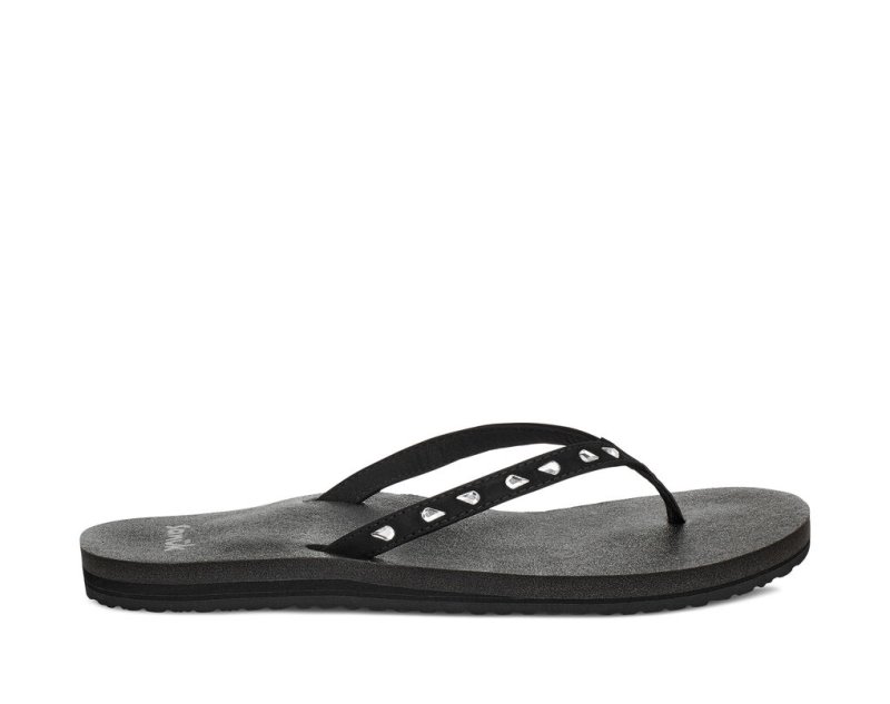 Women\'s Sanuk Yoga Joy Bling Rhinestone Flip Flops Black | 9358-KRPXM