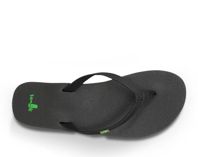 Women's Sanuk Yoga Joy Flip Flops Black | 1506-TZKFJ