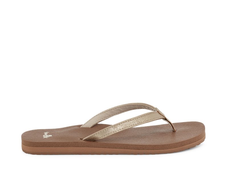 Women\'s Sanuk Yoga Joy Shimmer Sandals Brown | 5826-PCMIF