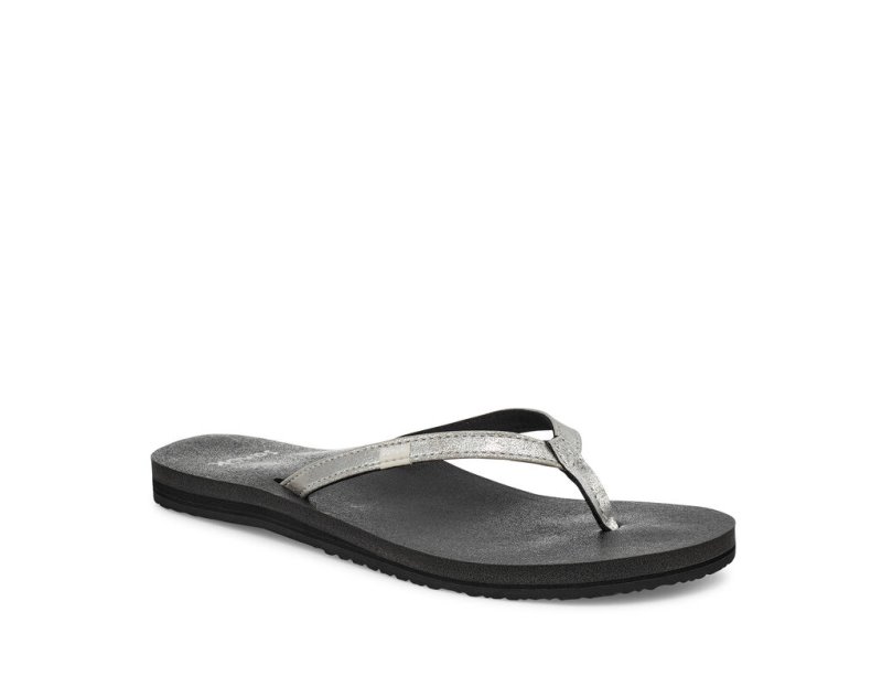 Women's Sanuk Yoga Joy Shimmer Sandals Silver | 8731-FAYMQ