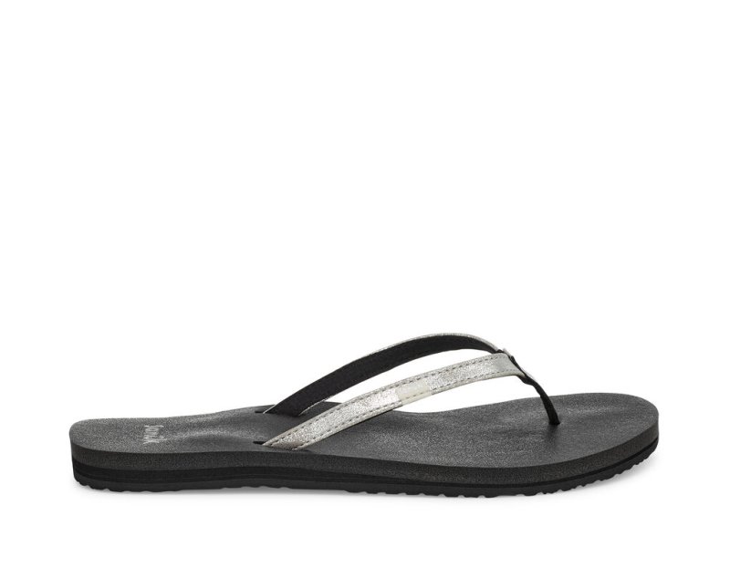 Women\'s Sanuk Yoga Joy Shimmer Sandals Silver | 8731-FAYMQ