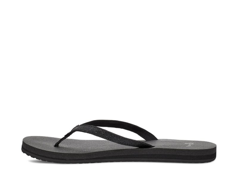 Women's Sanuk Yoga Joy Sparkle Flip Flops Black | 4751-FGHVX