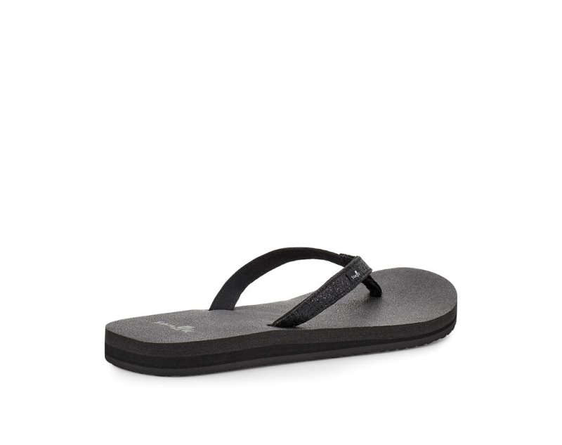 Women's Sanuk Yoga Joy Sparkle Flip Flops Black | 4751-FGHVX