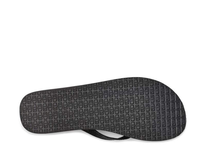 Women's Sanuk Yoga Joy Sparkle Flip Flops Black | 4751-FGHVX