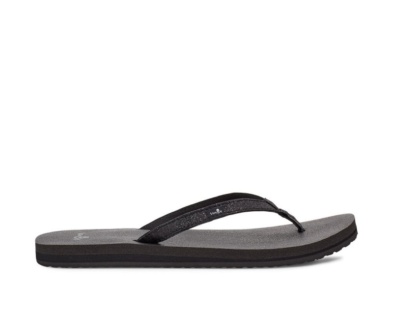 Women\'s Sanuk Yoga Joy Sparkle Flip Flops Black | 4751-FGHVX