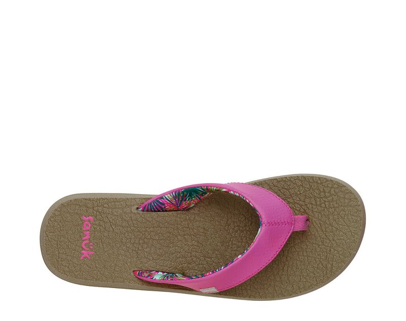 Women's Sanuk Yoga Mat Cushioned Flip Flops Pink | 4620-KSJBH