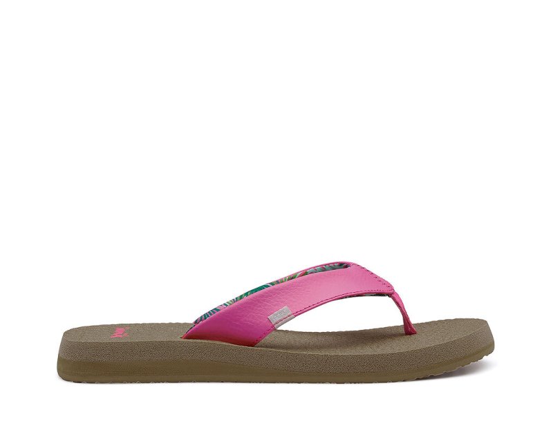 Women\'s Sanuk Yoga Mat Cushioned Flip Flops Pink | 4620-KSJBH