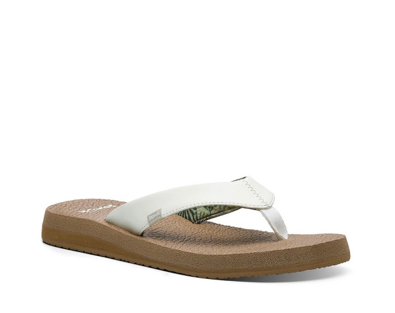 Women's Sanuk Yoga Mat Cushioned Sandals White / Brown | 2350-DAEKQ