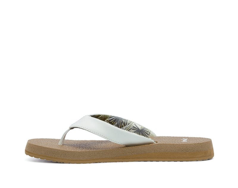 Women's Sanuk Yoga Mat Cushioned Sandals White / Brown | 2350-DAEKQ