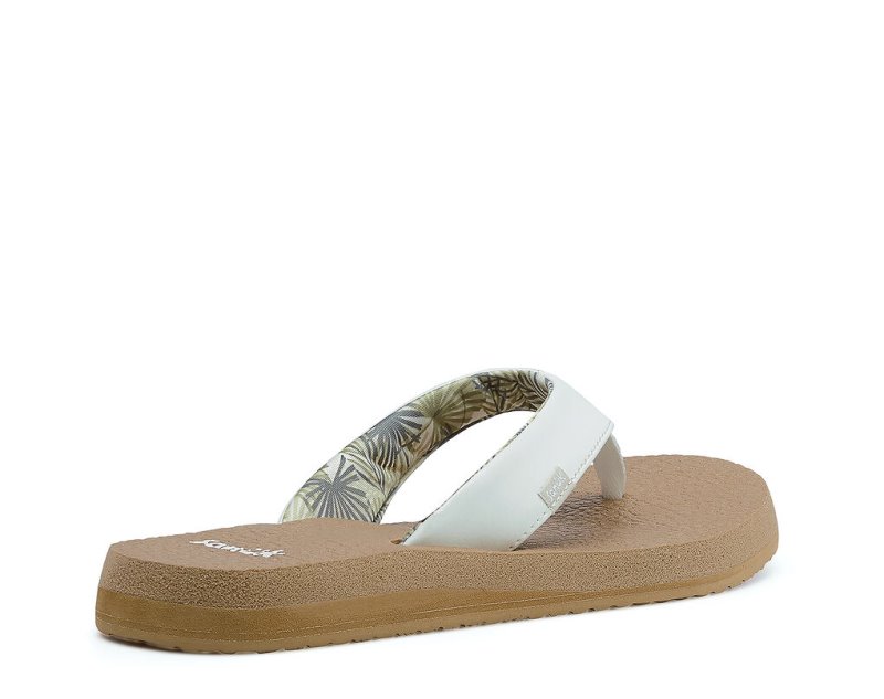 Women's Sanuk Yoga Mat Cushioned Sandals White / Brown | 2350-DAEKQ