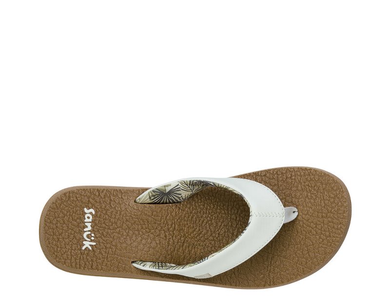 Women's Sanuk Yoga Mat Cushioned Sandals White / Brown | 2350-DAEKQ