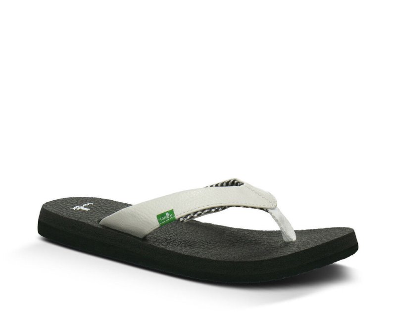 Women's Sanuk Yoga Mat Flip Flops White | 5831-GBRNE