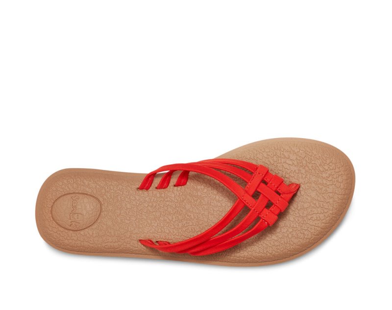 Women's Sanuk Yoga Salty Flip Flops Pink | 2538-CHAZT