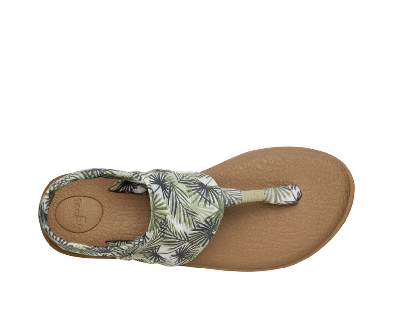 Women's Sanuk Yoga Slings 2 Tropical Vegan Sandals Olive | 3975-XWQYA