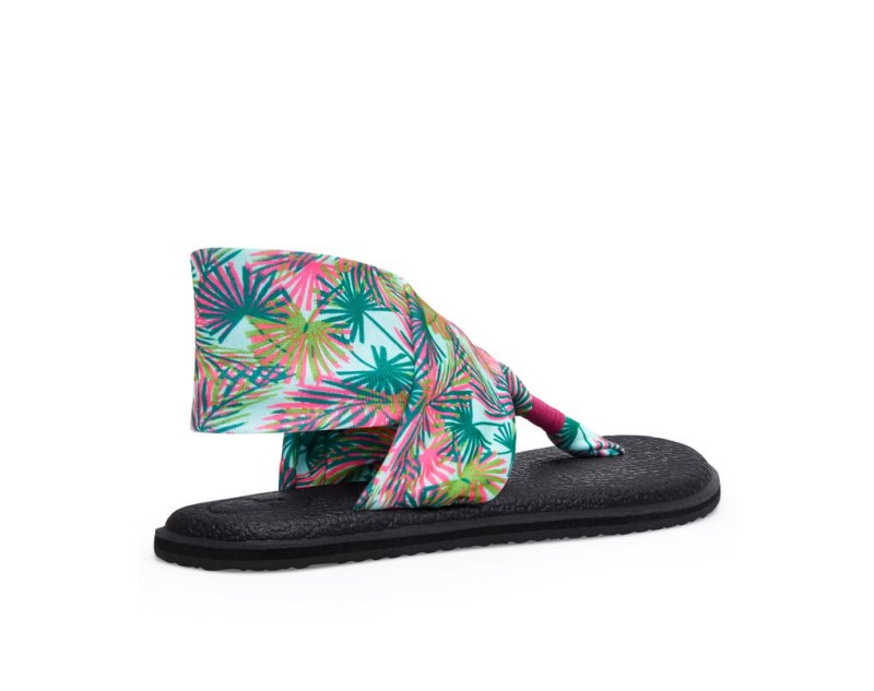 Women's Sanuk Yoga Slings 2 Tropical Vegan Sandals Black | 6890-NQLAK