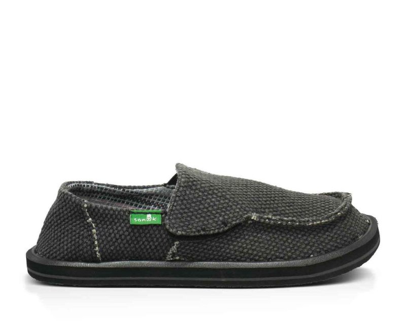 Kids' Sanuk Vagabond Sidewalk Surfers Black | 6903-QPLKO