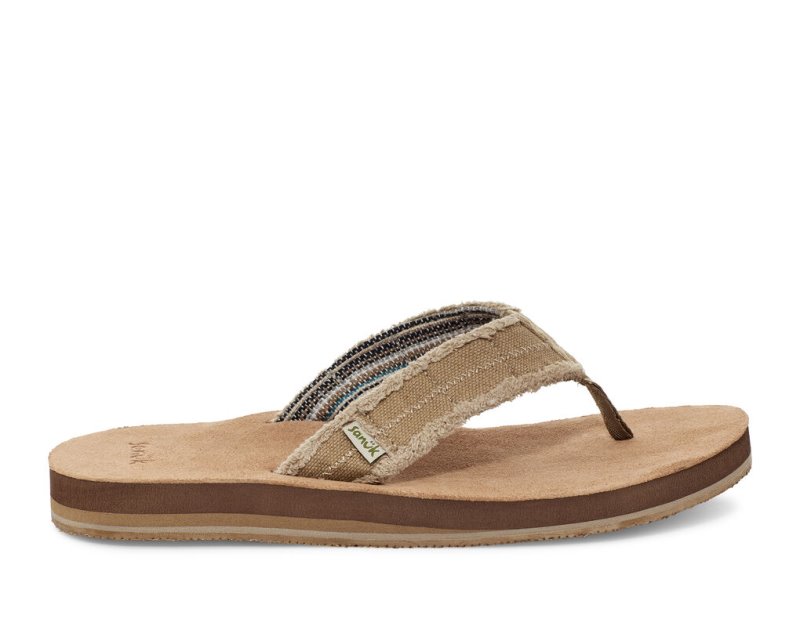 Men's Sanuk Fraid Not Soft Top Eco Friendly Flip Flops Beige | 0453-DSRBE