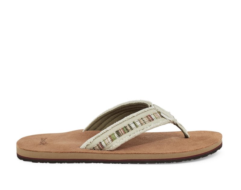 Men's Sanuk Fraid So Eco Friendly Flip Flops Beige | 3976-YRDLU