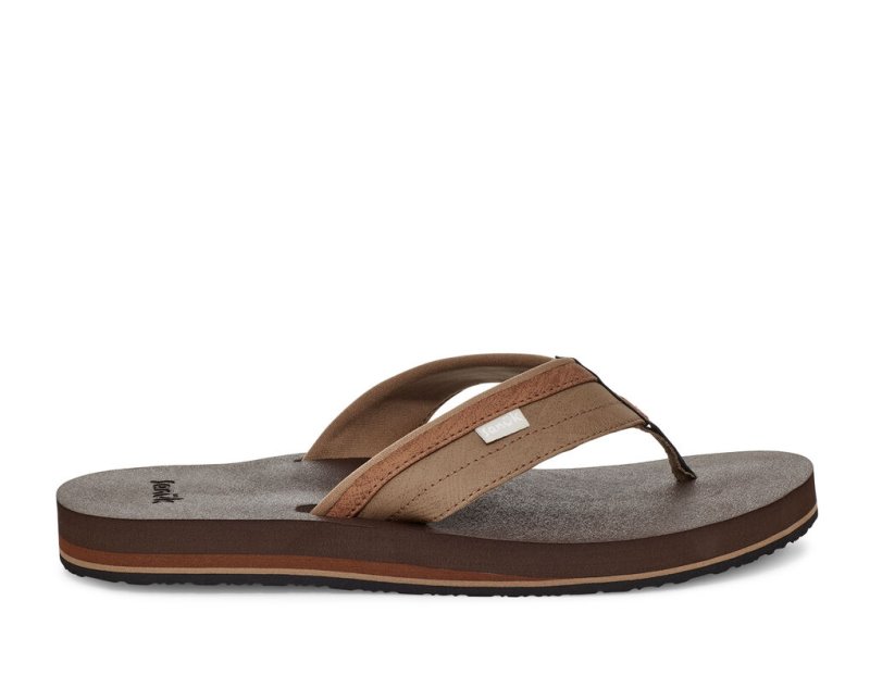 Men's Sanuk Ziggy Water Friendly Flip Flops Brown | 6521-UMWBG