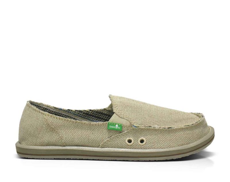 Women's Sanuk Donna Hemp Shoes Beige | 9863-VODGE