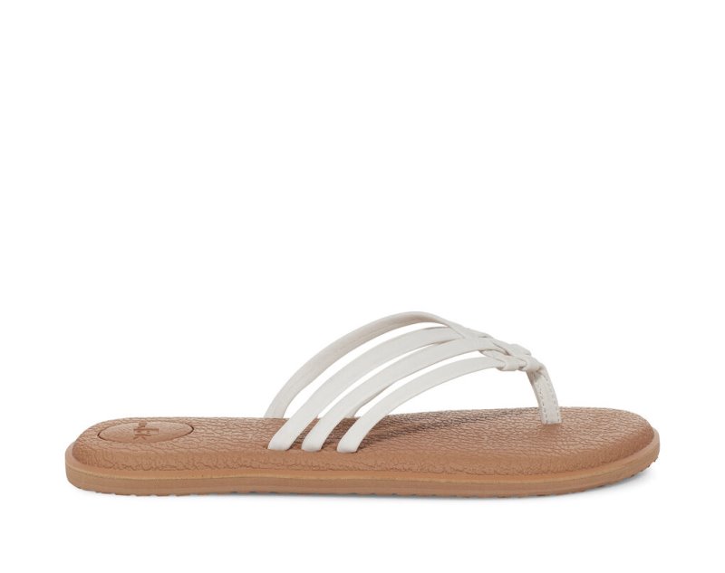 Women's Sanuk Yoga Salty Sandals White / Brown | 8479-FRVIW